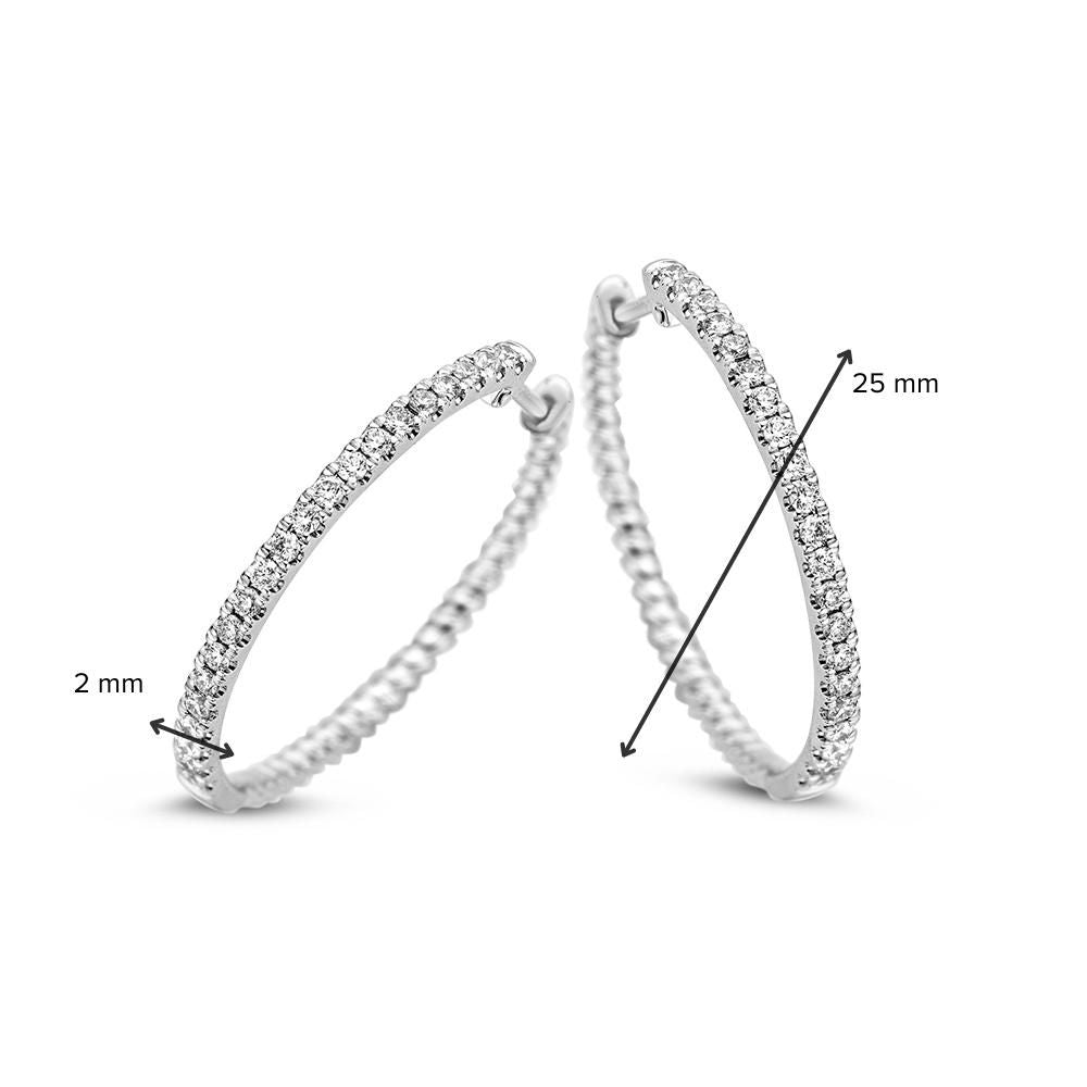 14krt witgouden oorringen met diamant 42-0.48ct HSI | 25x2mm