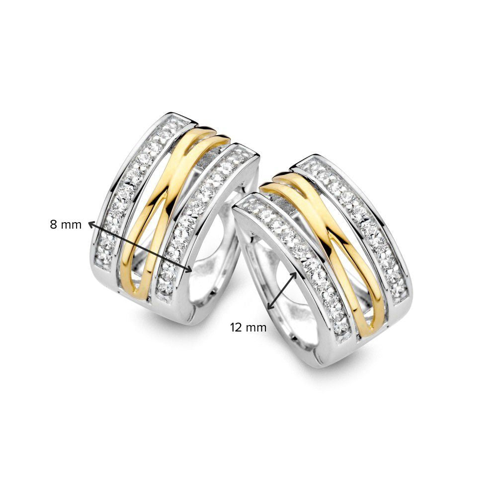 Creolen met zilver, 585 geelgoud en zirkonia - OF625210