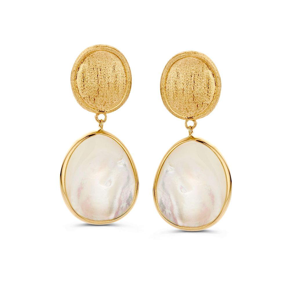 14krt geelgouden oorstekers met parelmoer - OW137640