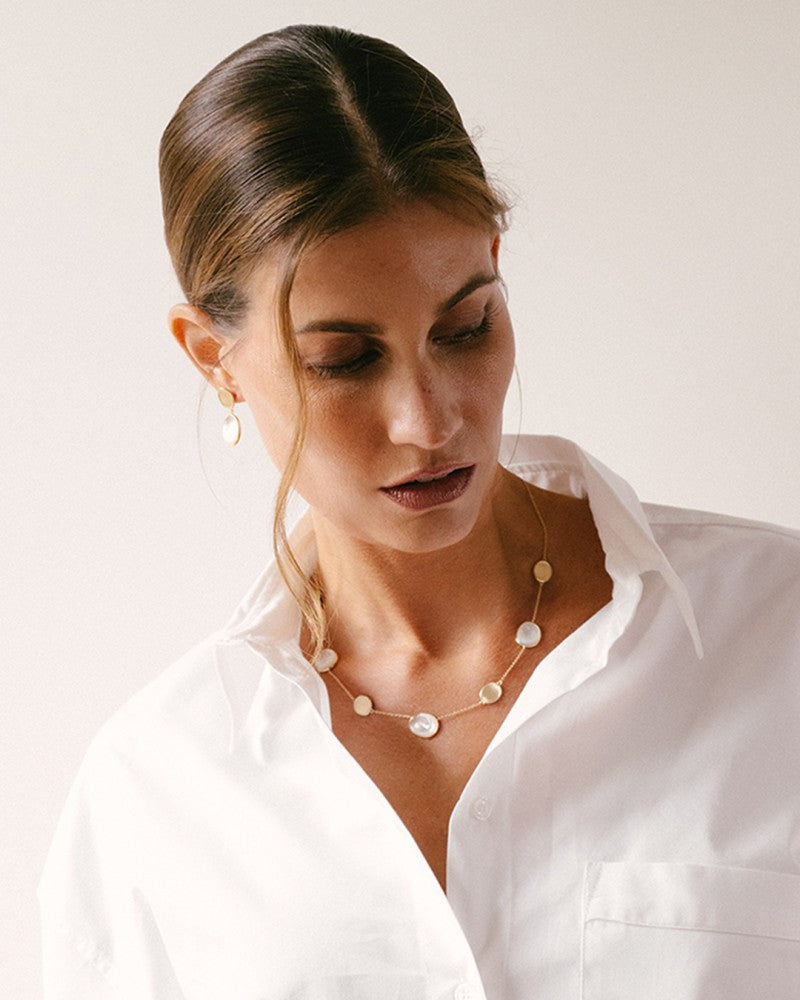 14krt geelgouden oorstekers met parelmoer - OW137640