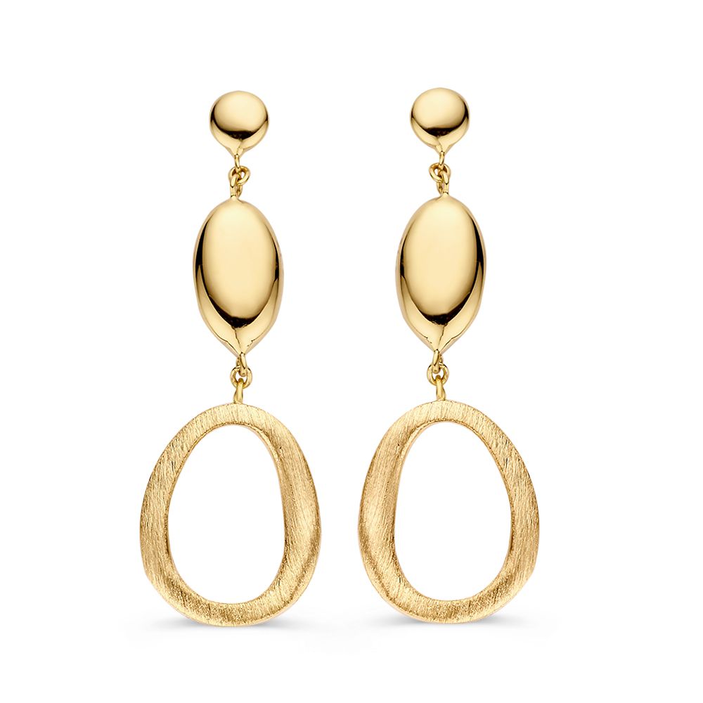 14krt geelgouden oorhangers | 30x3.5/10.5mm