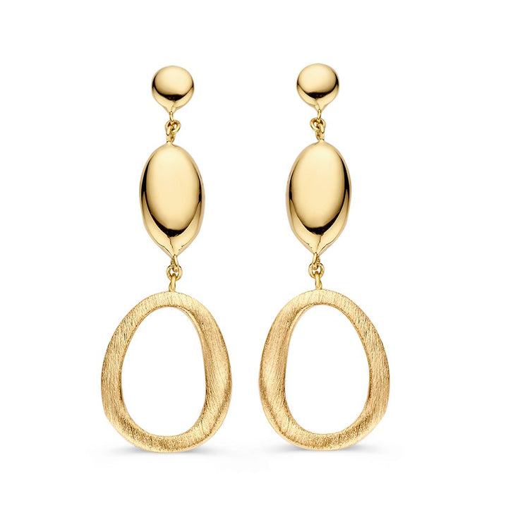 14krt geelgouden oorhangers | 30x3.5/10.5mm