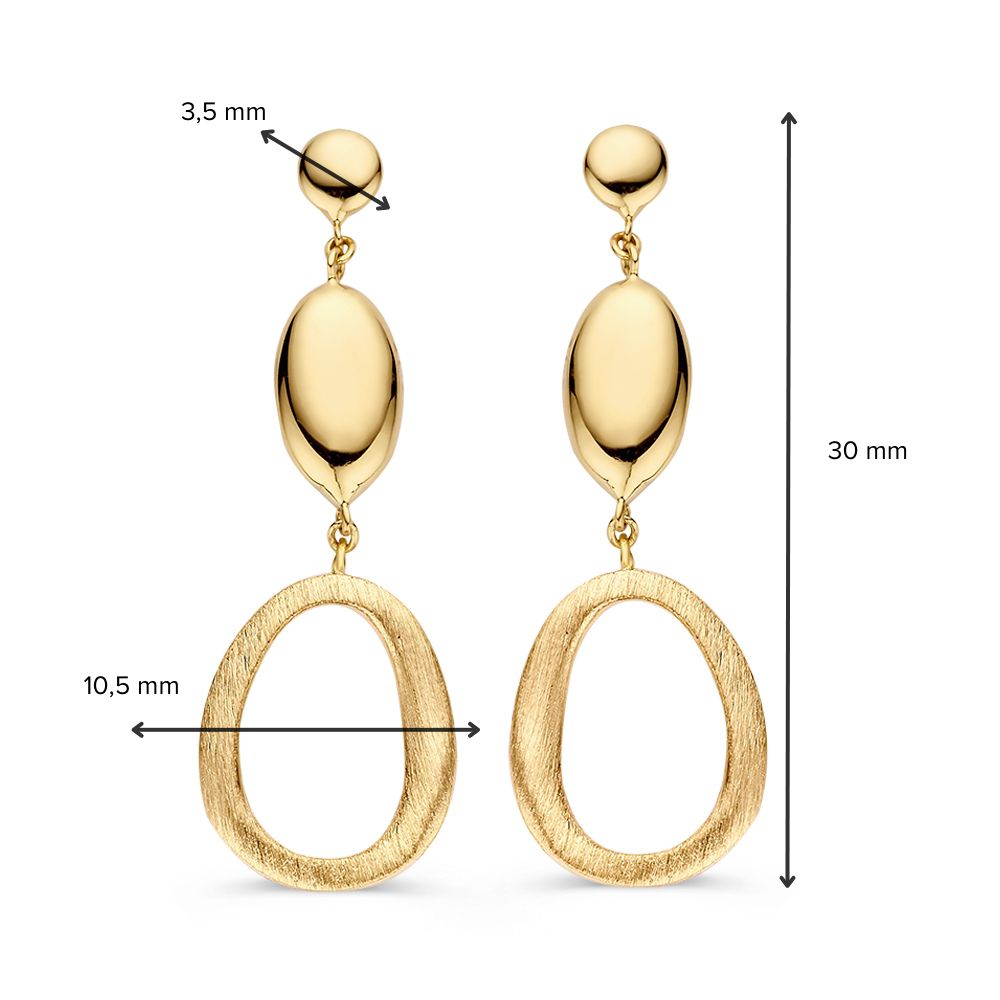 14krt geelgouden oorhangers | 30x3.5/10.5mm