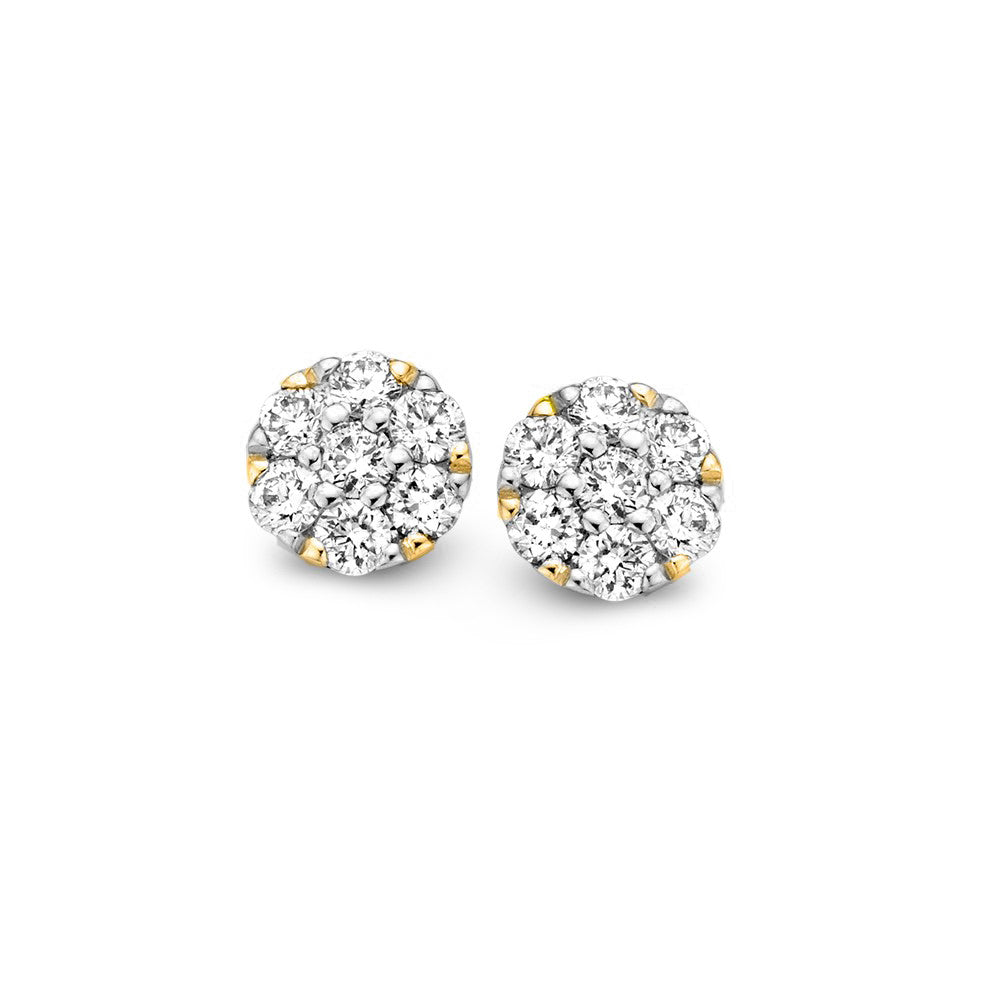 14krt geelgouden oorstekers met 14-0.25ct GSI briljant