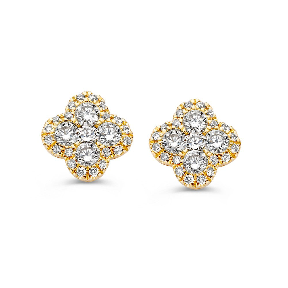 14krt bicolor gouden oorstekers met diamant 8-0.31/40-0.15ct HSI + 2-0.04 Princess