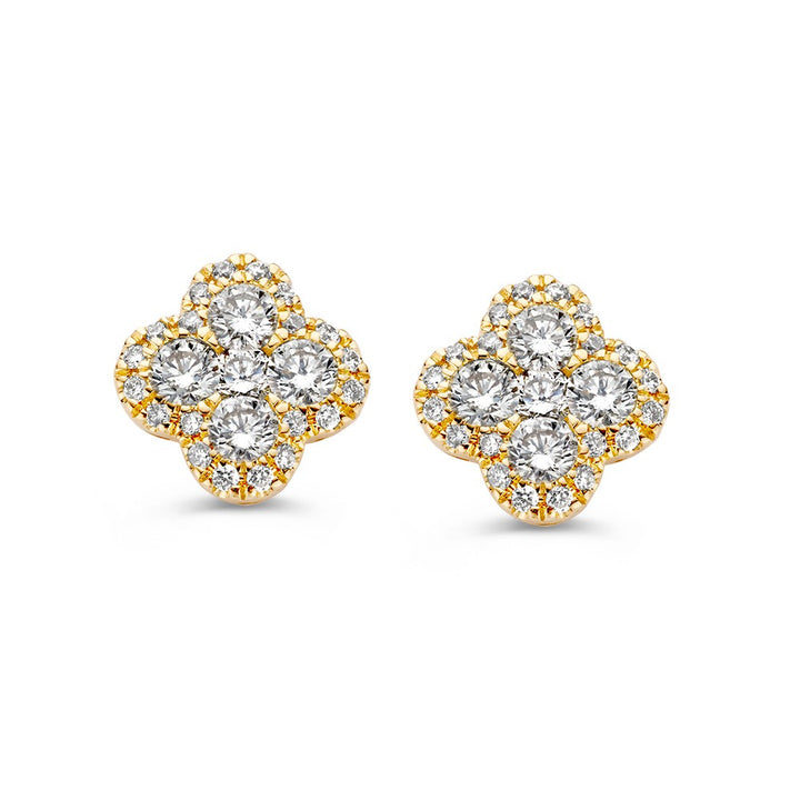 14krt bicolor gouden oorstekers met diamant 8-0.31/40-0.15ct HSI + 2-0.04 Princess