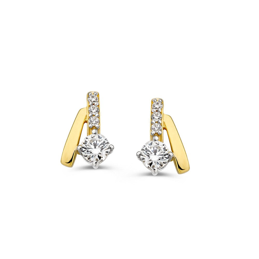 14krt geelgouden oorstekers zirkonia | 4,7*8mm