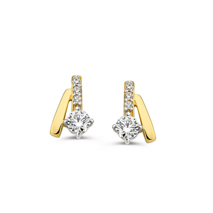 14krt geelgouden oorstekers zirkonia | 4,7*8mm