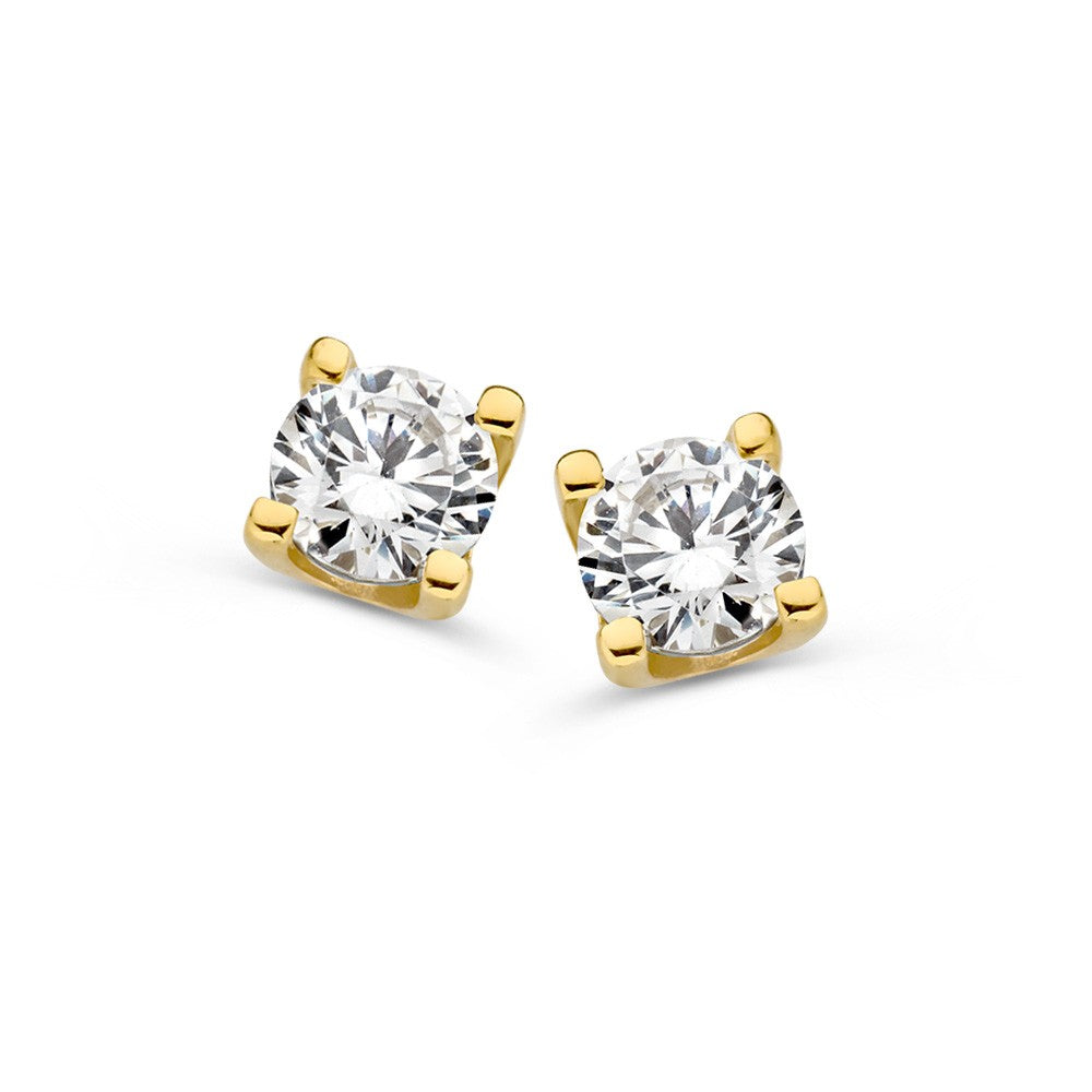 14krt geelgouden oorstekers zirkonia | 4,3mm