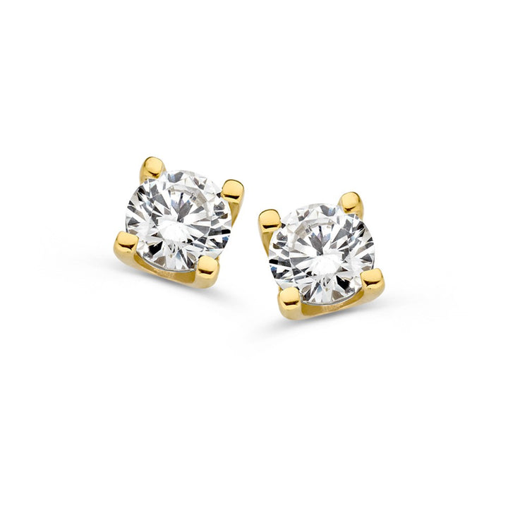 14krt geelgouden oorstekers zirkonia | 4,3mm