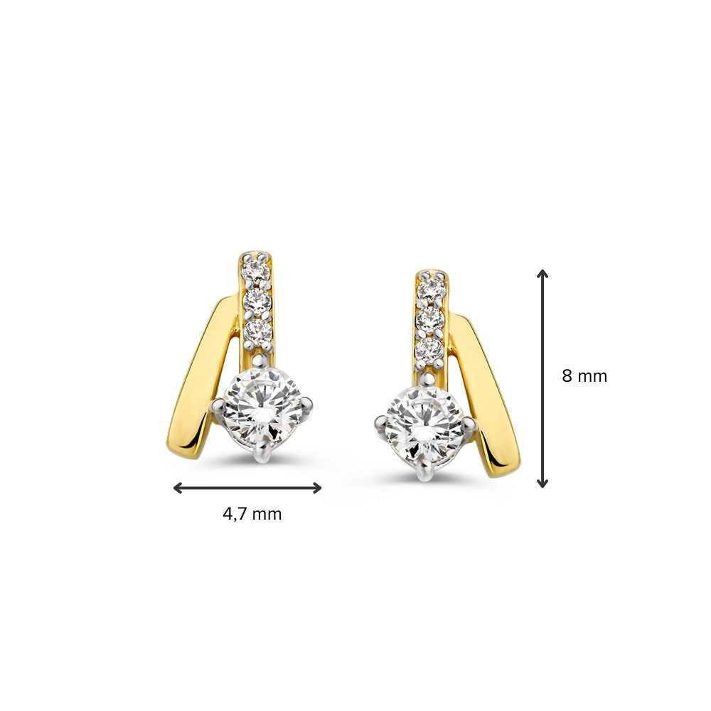 14krt geelgouden oorstekers zirkonia | 4,7*8mm