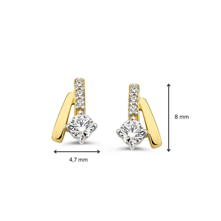 14krt geelgouden oorstekers zirkonia | 4,7*8mm