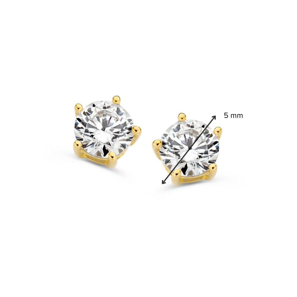 14krt geelgouden oorstekers zirkonia | 5mm