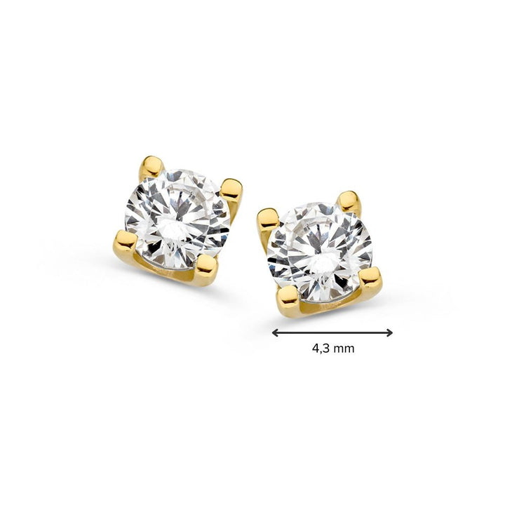 14krt geelgouden oorstekers zirkonia | 4,3mm