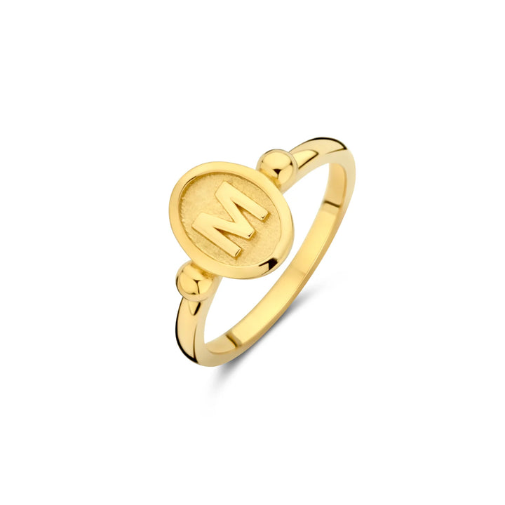 14krt geelgouden ring | Ovalia 1 | Letter M