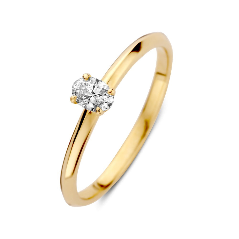 14krt geelgouden ring met LG diamant | 0.21ct HSI