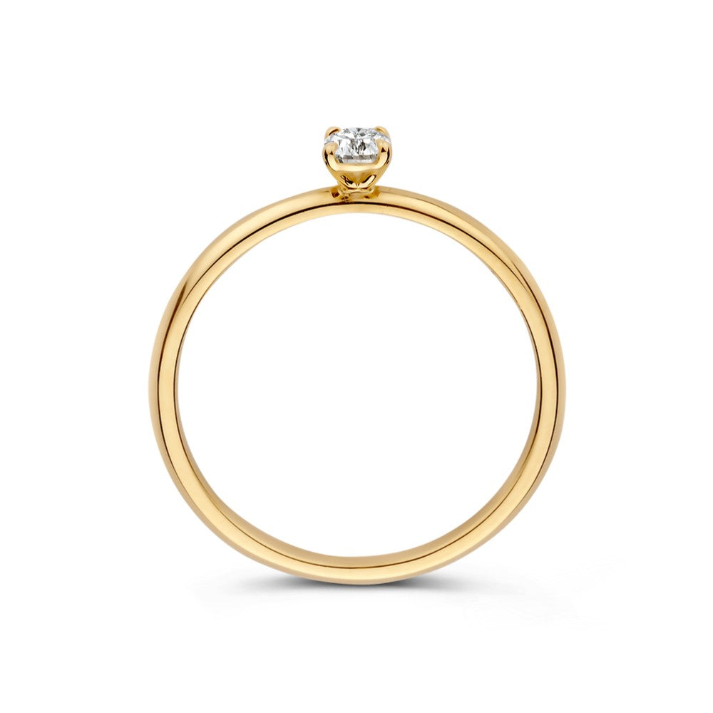 14krt geelgouden ring met LG diamant | 0.21ct HSI