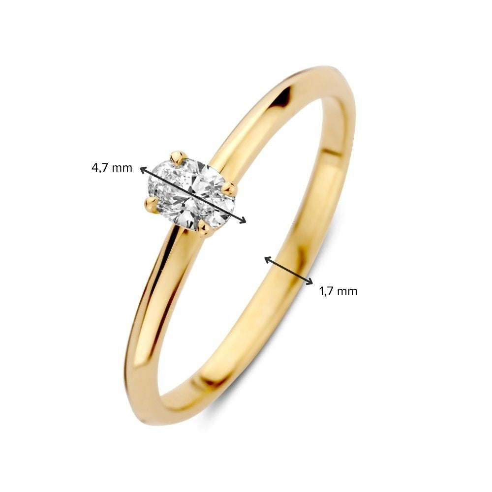 14krt geelgouden ring met LG diamant | 0.21ct HSI
