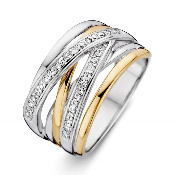 Ring met zilver, 585 geelgoud en zirkonia - RF625178