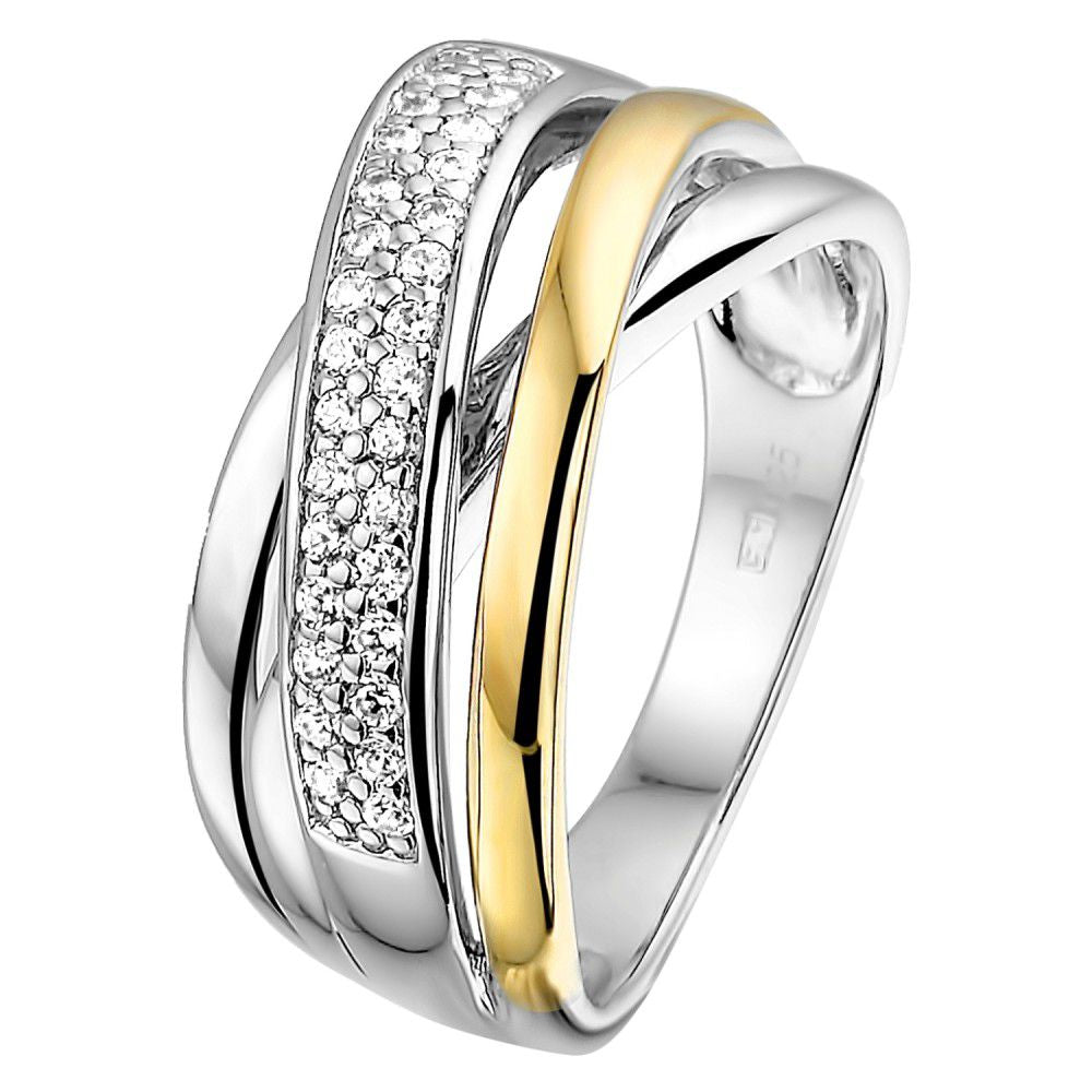 Ring met zilver, 585 geelgoud en zirkonia - RF625170