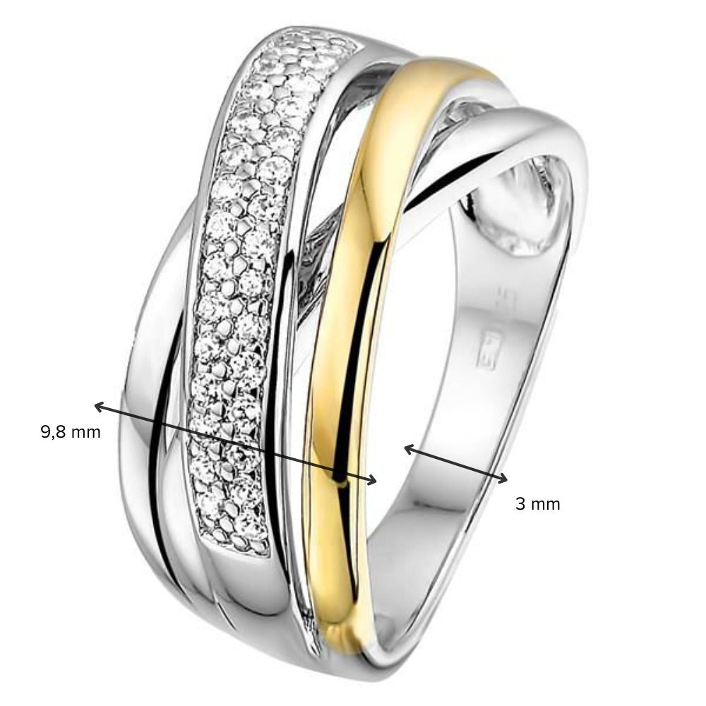 Ring met zilver, 585 geelgoud en zirkonia - RF625170