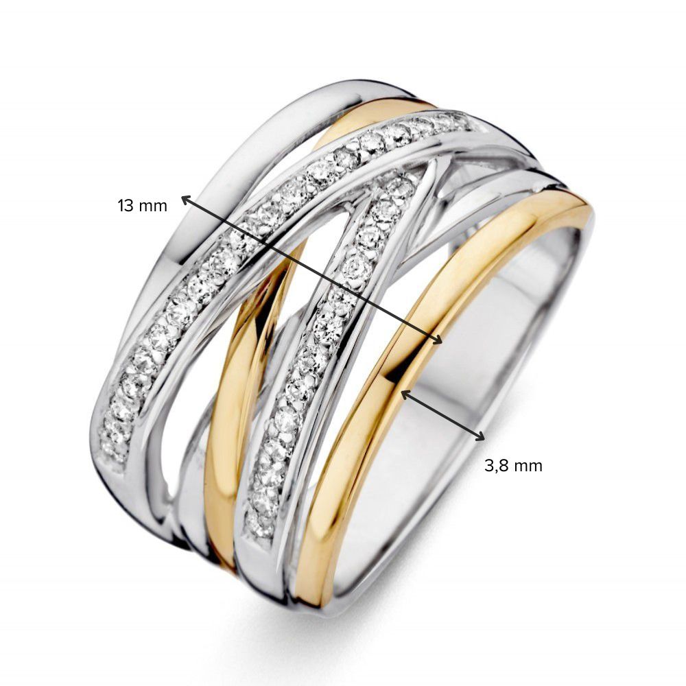 Ring met zilver, 585 geelgoud en zirkonia - RF625178