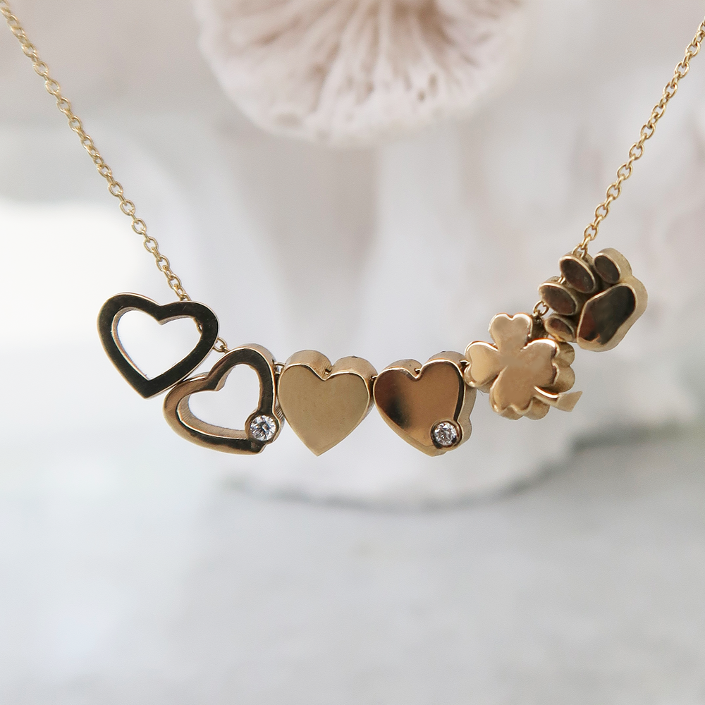 14krt geelgouden collier met hanger "hart" - 41-43-45cm - 1.0mm open hart