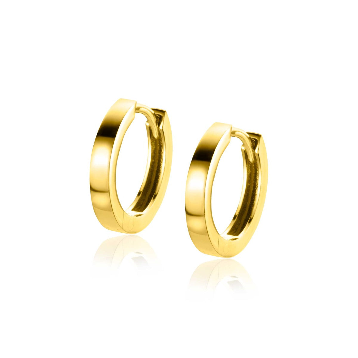 13mm ZINZI Gold 14krt gouden oorringen met luxe klapsluiting 13mm x 2mm vierkante buis ZGO570